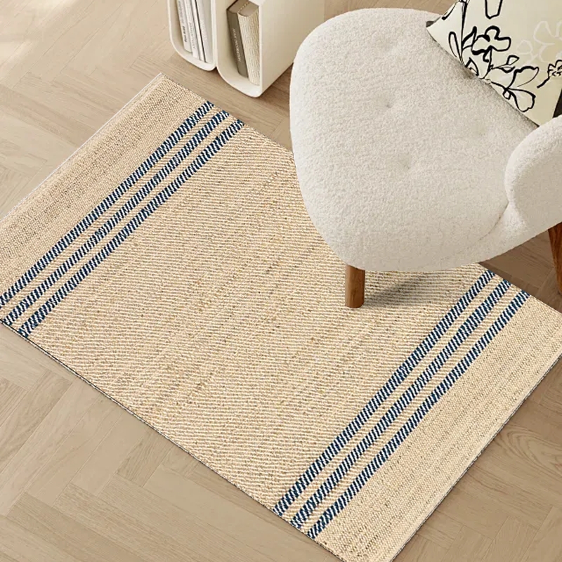 Meadow Striped Riofu Jute Natural Rug Bedroom