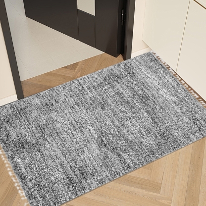 Tassels Riofu Polypropylene Grey Rug Bedroom