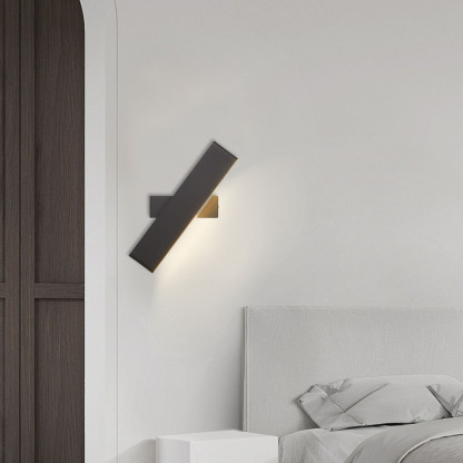 Modern Rectangular Metal Rotatable Wall Lamp Black Gold Brown Bedroom