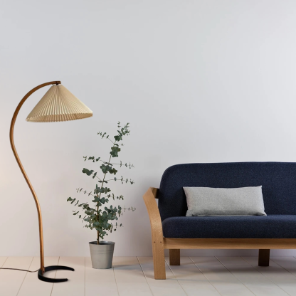 Modern Metal Fabric Beige Brown White Bedroom Floor Lamp