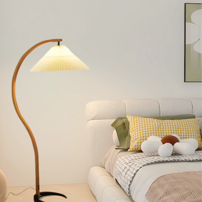 Modern Metal Fabric Beige Brown White Bedroom Floor Lamp