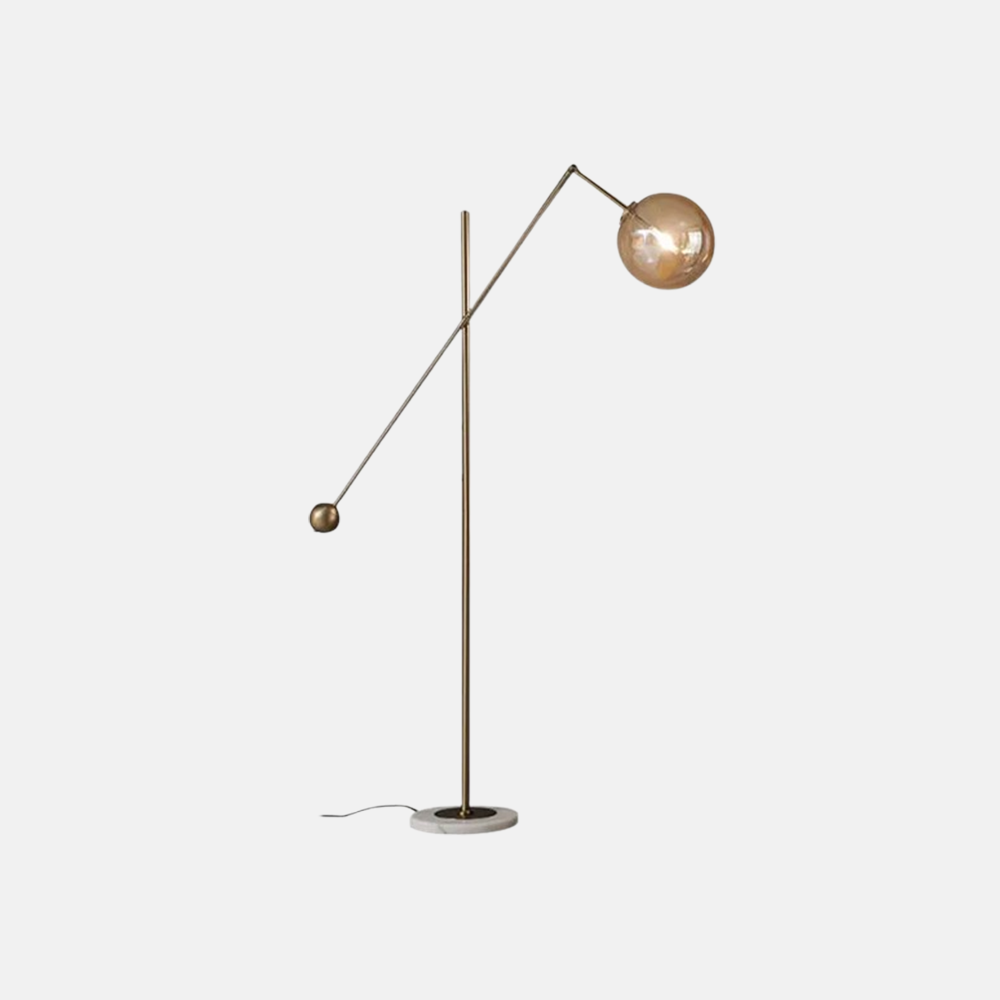 Modern Metal Glass Antique Brass Linear Floor Lamp Bedroom
