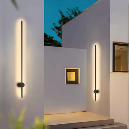 Minimalist Metal Acrylic Linear Black Outdoor Wall Lamp