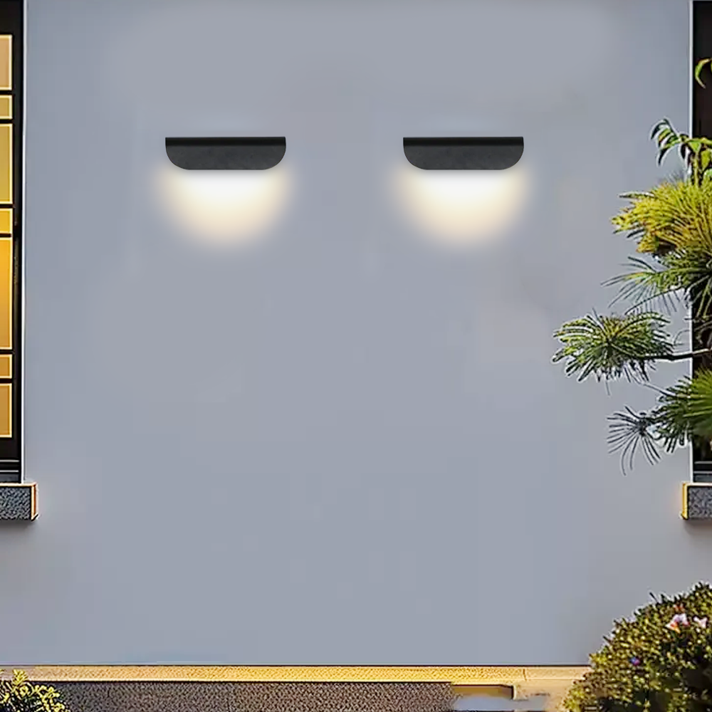 Minimalist Metal Acrylic Curved Black White Outdoor Wall Lamp