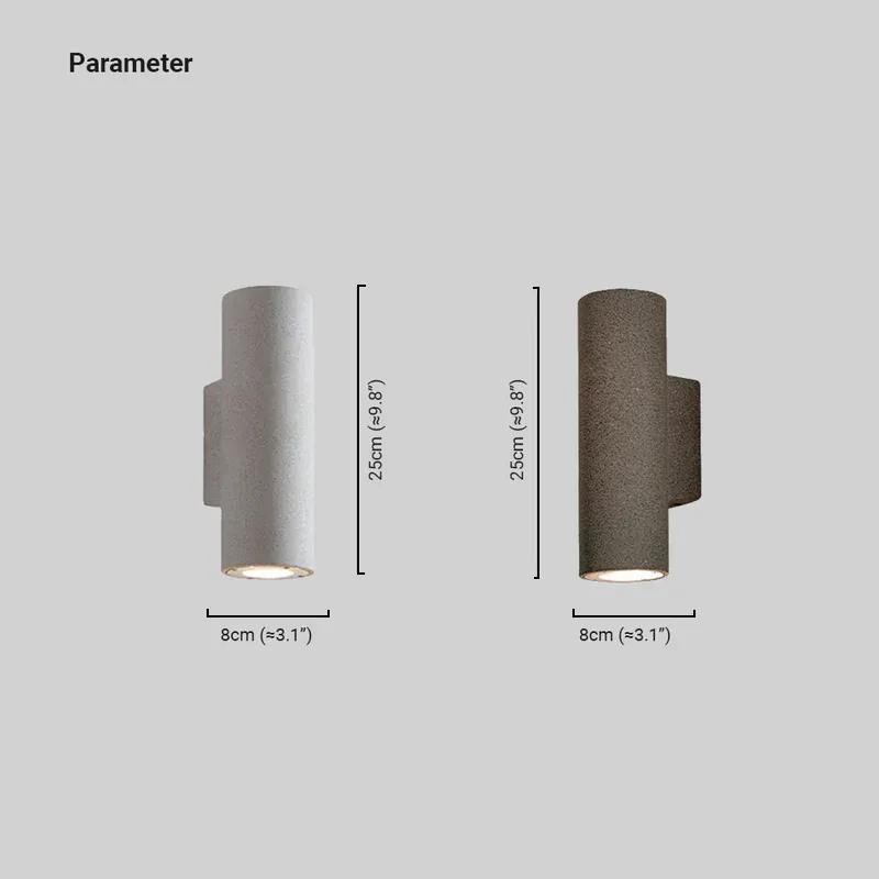 Minimalist Cylindrical Double-headed Cement Outdoor Wall Light Black/White