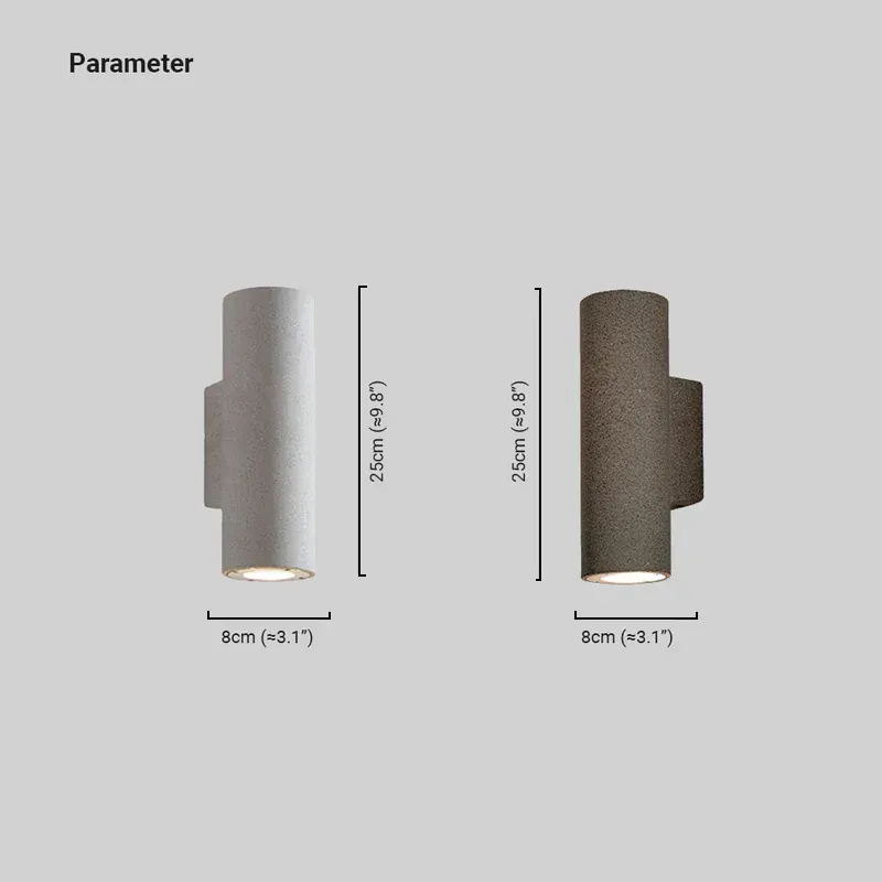 Minimalist Cylindrical Double-headed Cement Outdoor Wall Light Black/White