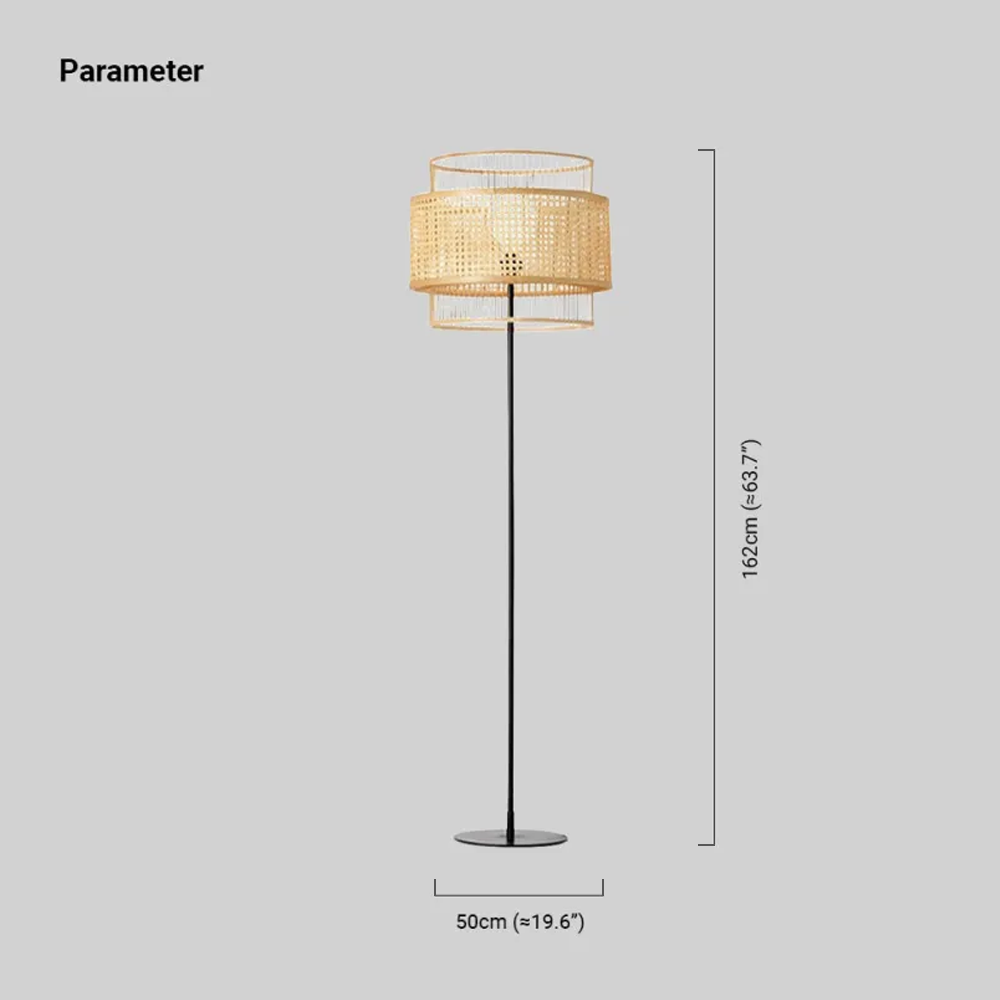 Modern Rattan Lantern Log Color Floor Lamp Living Room