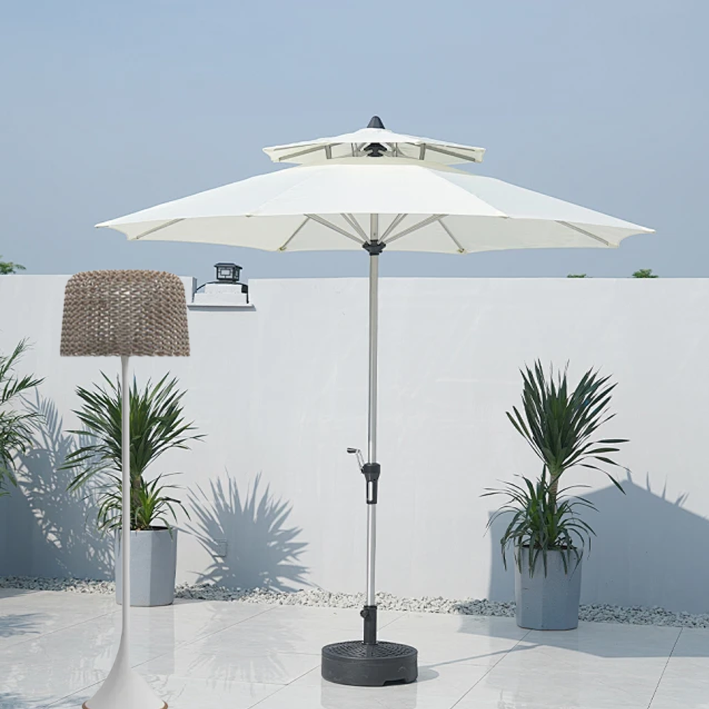 Vintage Hooded Outdoor Rattan Floor Lamp Balcony/Terrace 