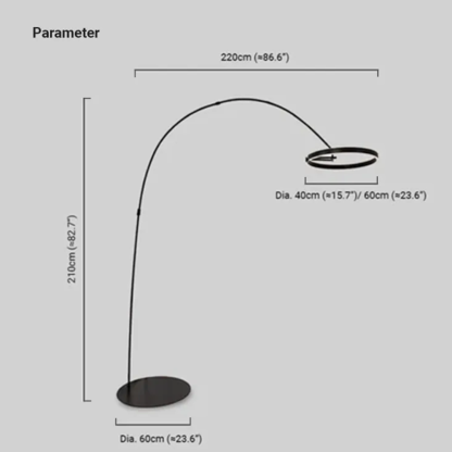 Minimalist Metal Round Black Floor Lamp Living Room