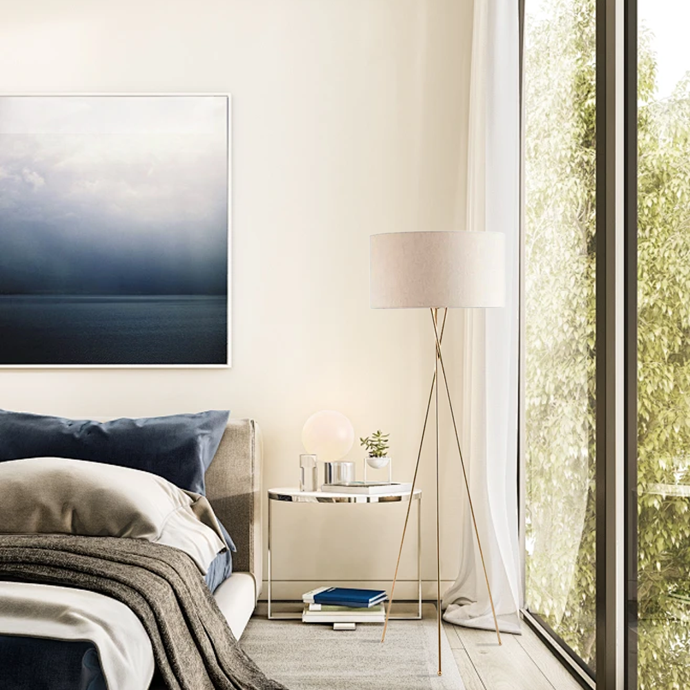 Unusual Metal Tripod Living Room Floor And Table Lamp Gold