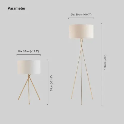 Unusual Metal Tripod Living Room Floor And Table Lamp Gold