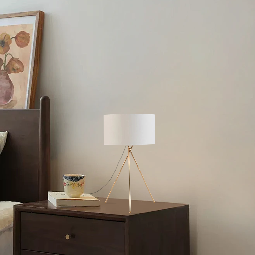 Unusual Metal Tripod Living Room Floor And Table Lamp Gold