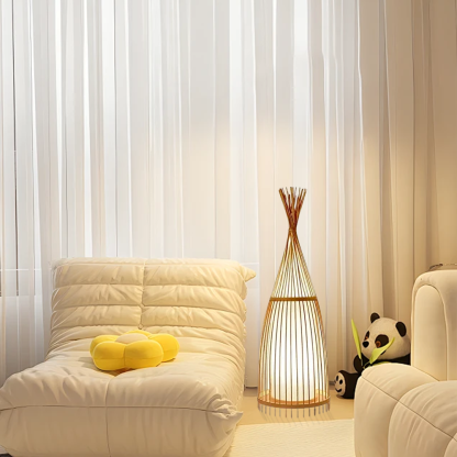 Designer Fabric Lantern Burlywood Study Room Floor Lamp