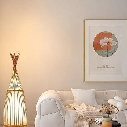 Designer Fabric Lantern Burlywood Study Room Floor Lamp