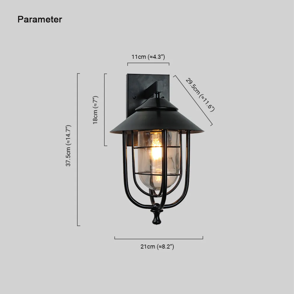 Industrial Black Outdoor Wall Lamp Courtyard/Patio