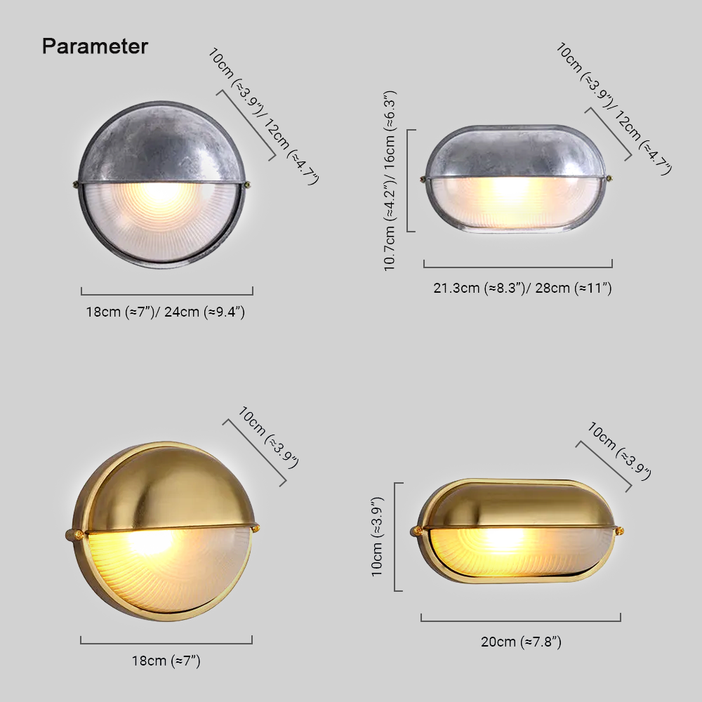 Modern Round Outdoor Waterproof Wall Lamp Silver/Gold