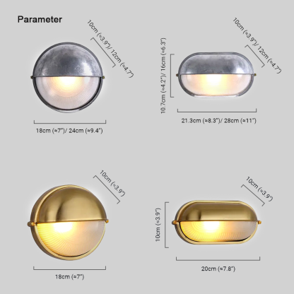 Modern Round Outdoor Waterproof Wall Lamp Silver/Gold