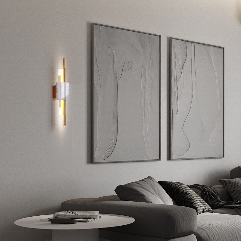 Modern Gold/White/Green Wall Lamp Cylindrical Metal Bedroom Riofu 