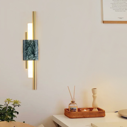 Modern Metal Cylindrical Gold Green White Wall Light Bedroom