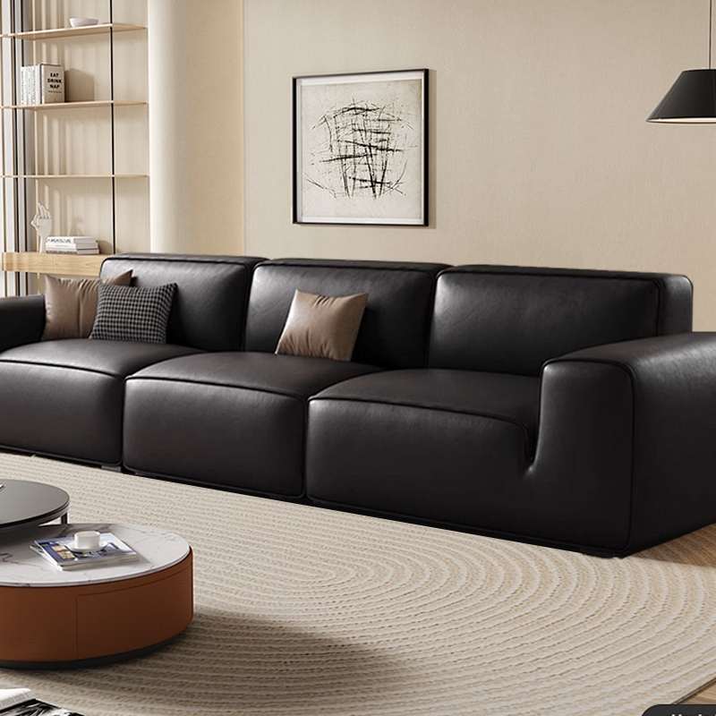 Modern Riofu Black Nappa Sofa Living Room