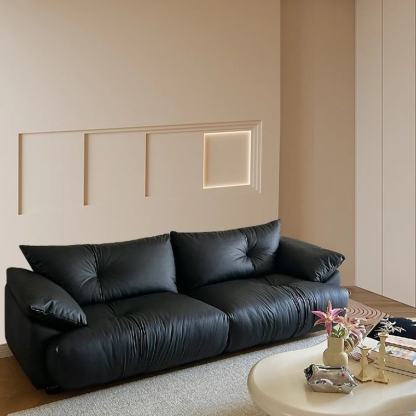 Modern Riofu Leathaire Black Sofa Living Room