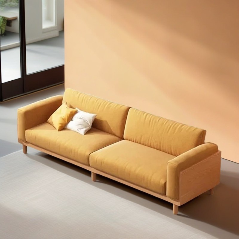 Nordic Lemon Yellow Corduroy Solid Sofa Living Room