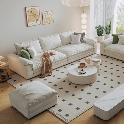Nordic Cream Riofu Suede Solid Sofa Living Room