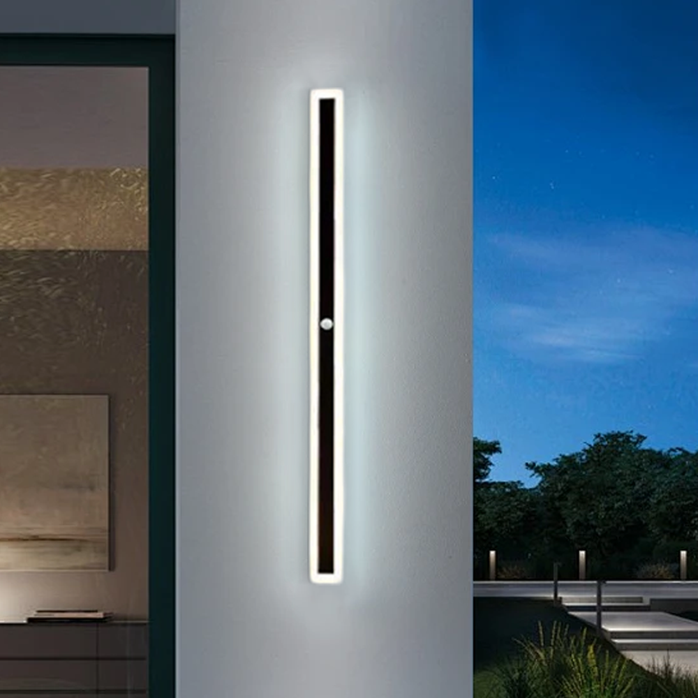 Modern Metal Acrylic Linear Black Wall Light Outdoor