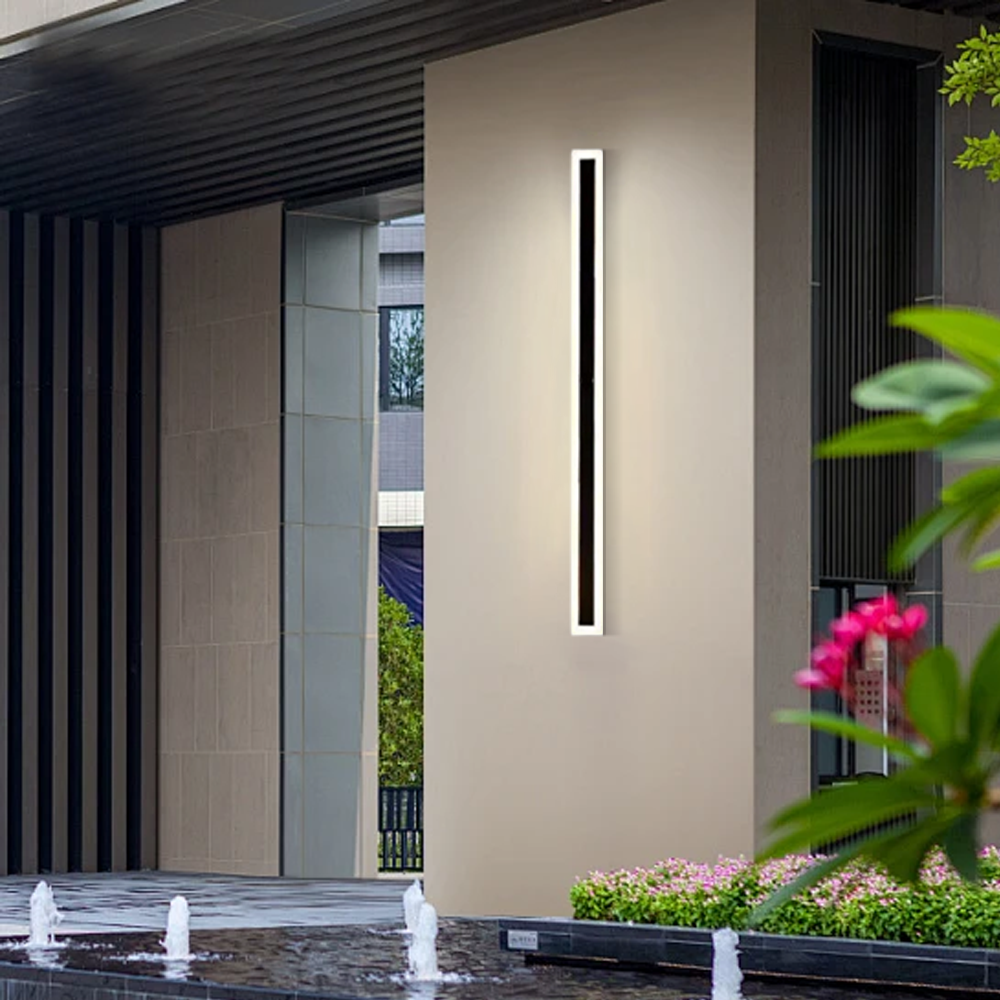 Modern Metal Acrylic Linear Black Wall Light Outdoor