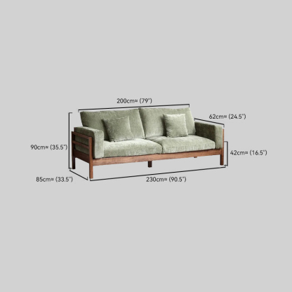 Mid Century Modern Green Chenille Sofa Living Room