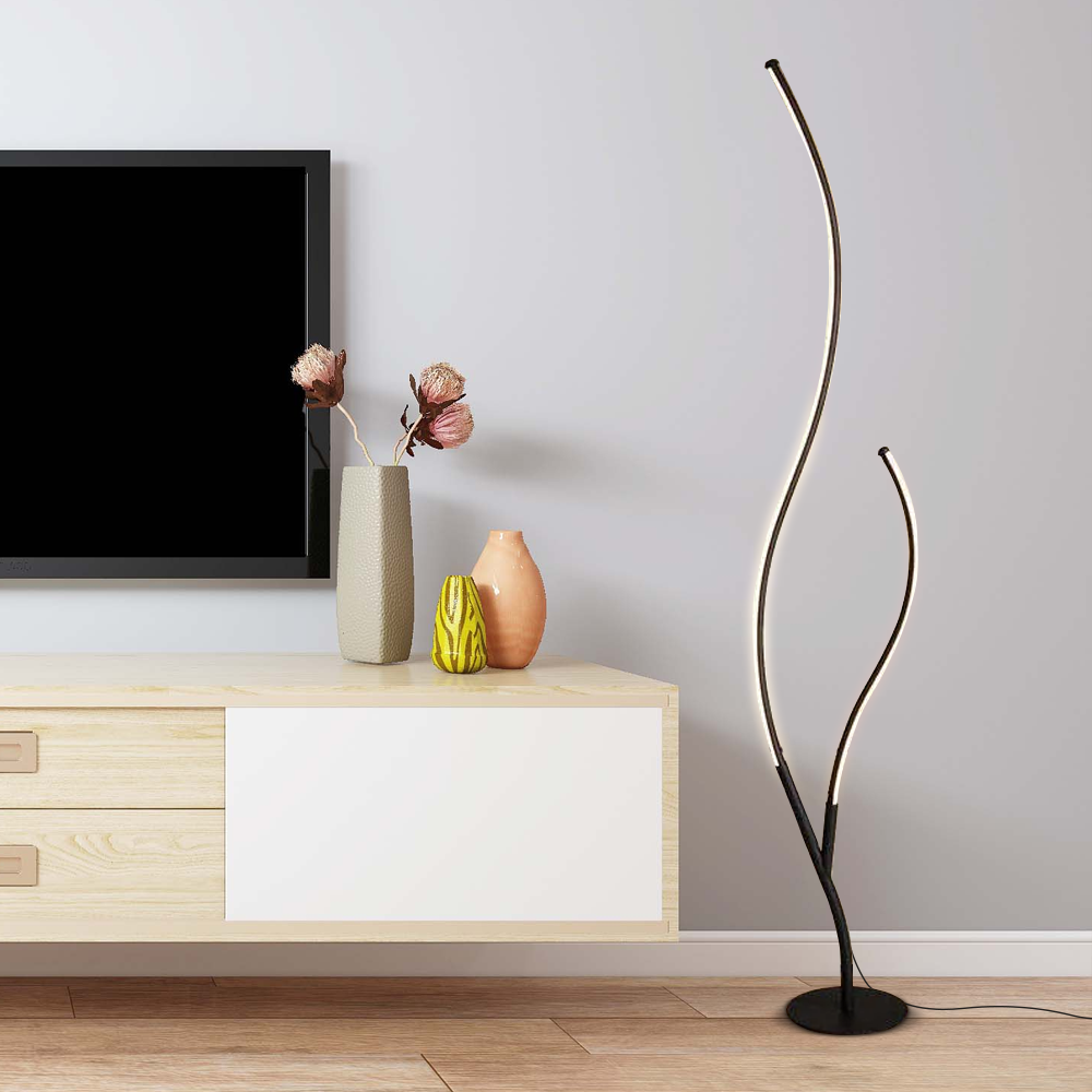 Modern Metal Linear Black Floor Lamp Bedroom Living Room