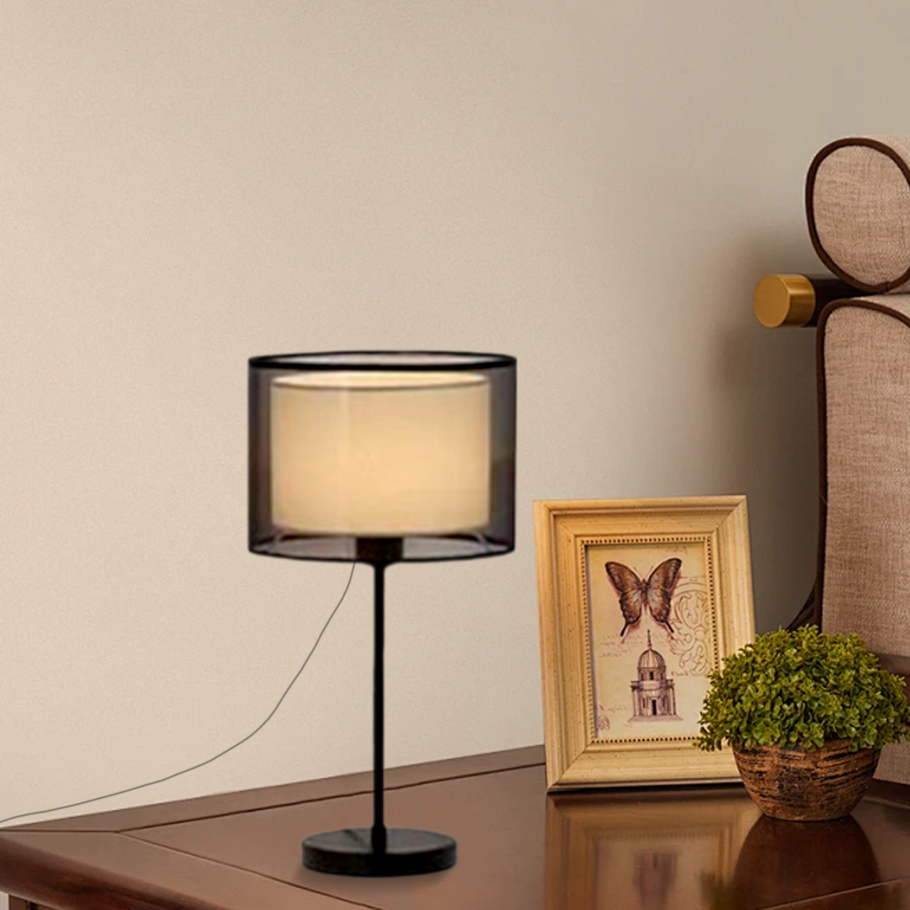 Unusual Metal Cylindrical Study Room Floor And Table Lamp Black-Black Black-White