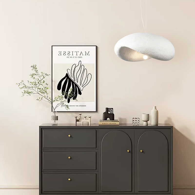Modern Dome Pendant Light White Polystyrene Riofu 