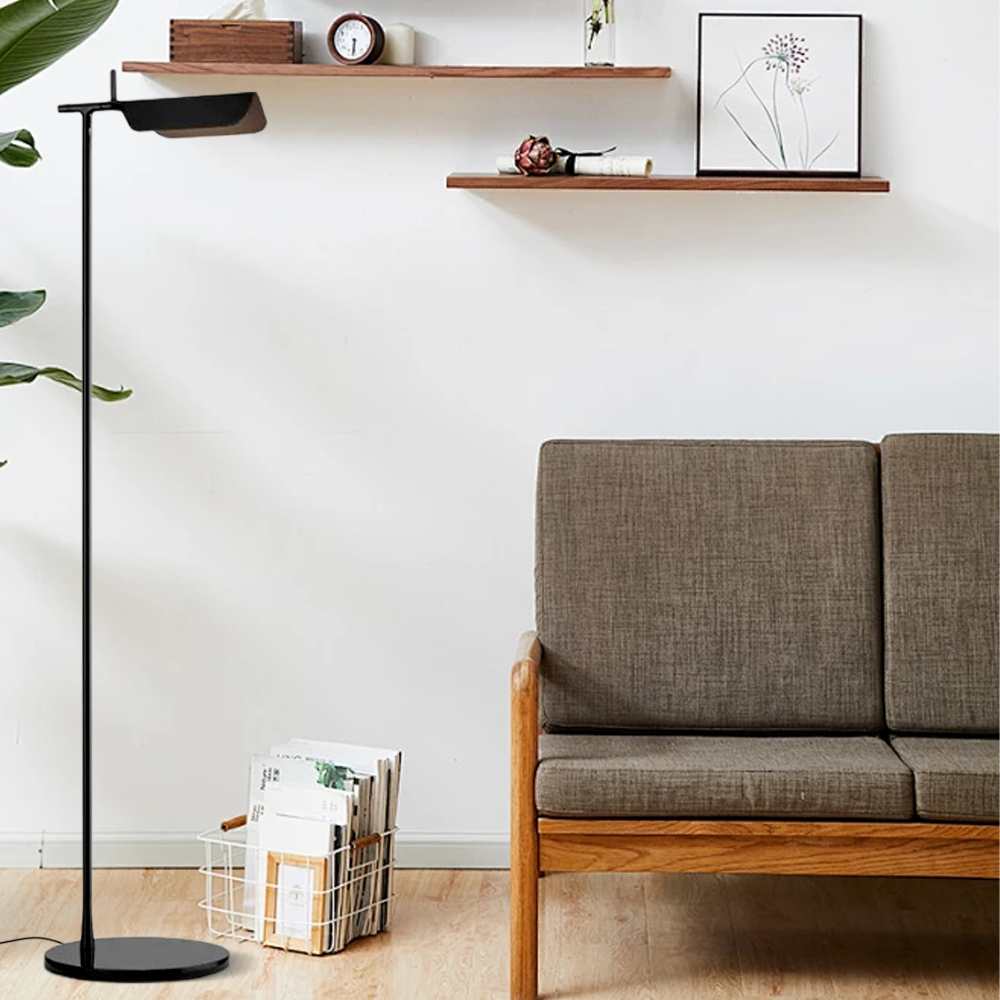 Modern Metal Acrylic Right angle Black Floor Lamp Living Room