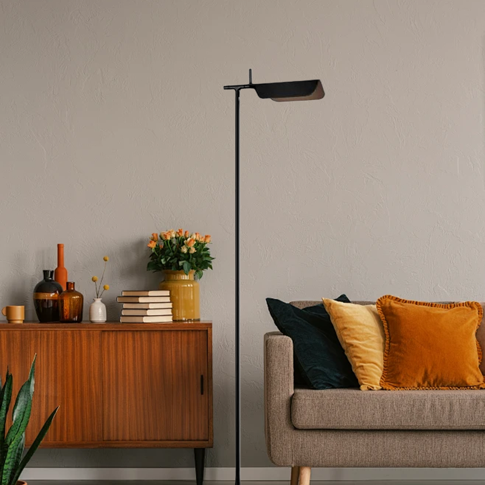 Modern Metal Acrylic Right angle Black Floor Lamp Living Room | Lgtly