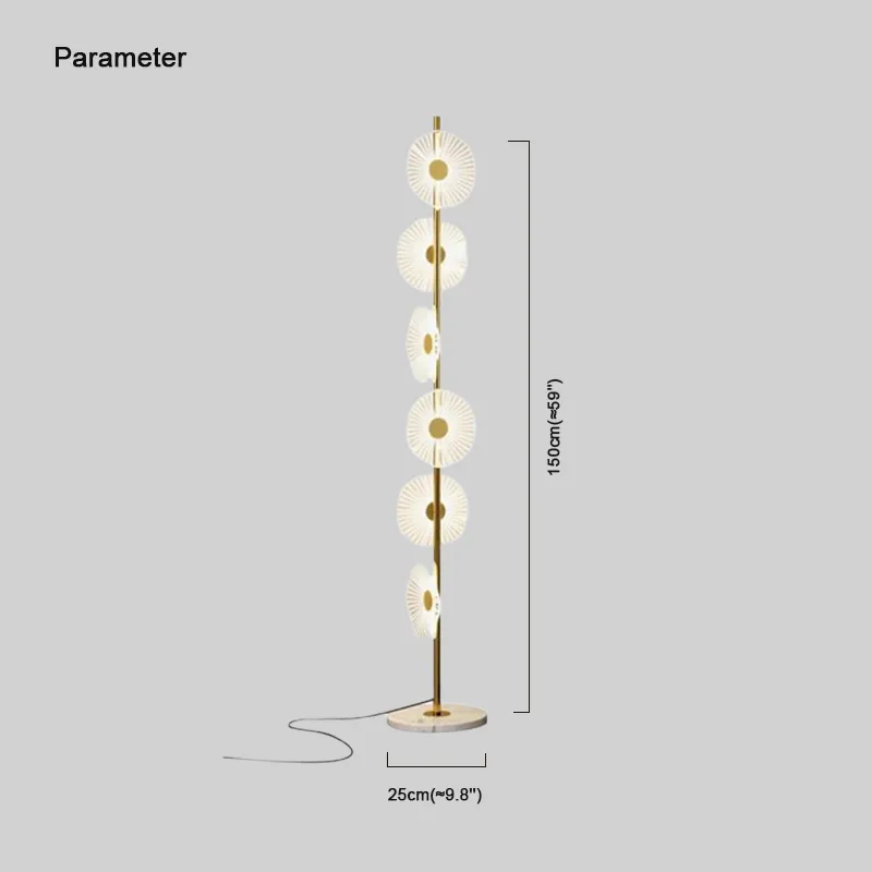 Art Deco Metal Acrylic Unusual Gold Floor Lamp Living Room