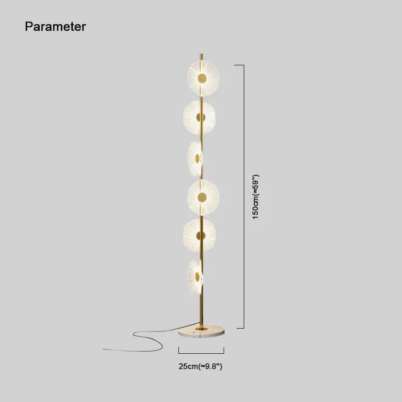 Art Deco Metal Acrylic Unusual Gold Floor Lamp Living Room