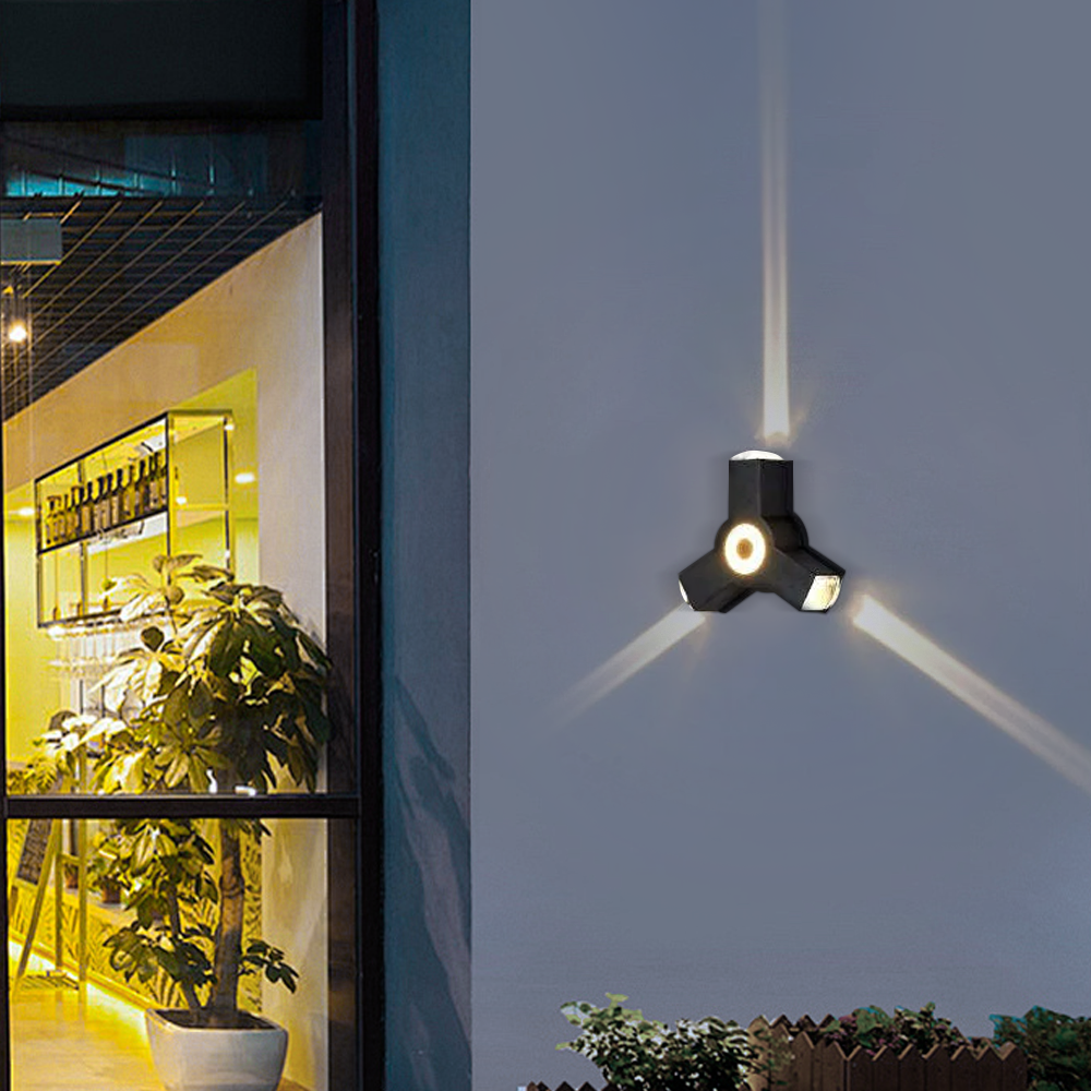 Unusual Metal Acrylic Cruciform Outdoor Wall Lamp Black