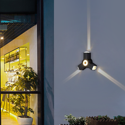 Unusual Metal Acrylic Cruciform Outdoor Wall Lamp Black