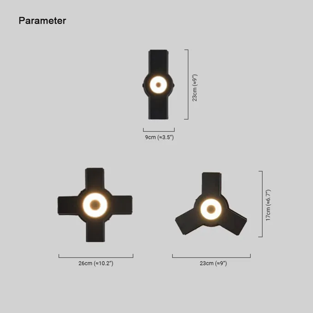 Unusual Metal Acrylic Cruciform Outdoor Wall Lamp Black