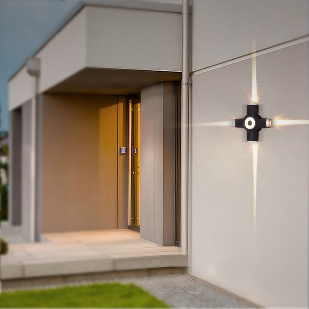 Unusual Metal Acrylic Cruciform Outdoor Wall Lamp Black