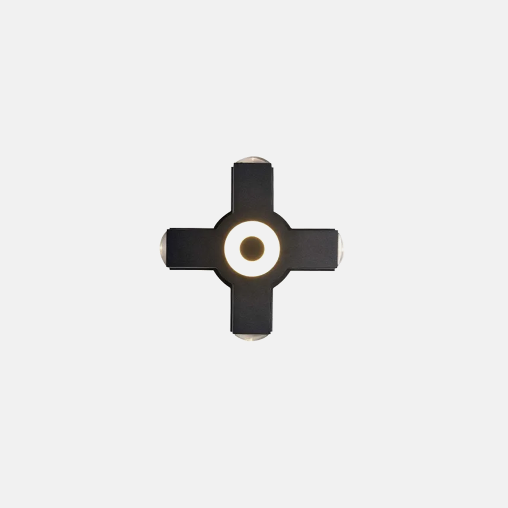 Unusual Metal Acrylic Cruciform Outdoor Wall Lamp Black