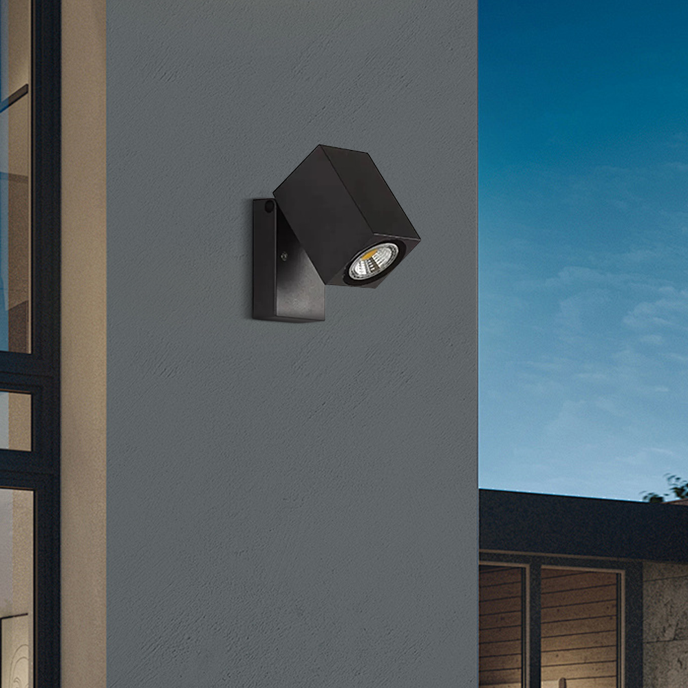 Modern Rectangle Black Wall Lamp Garden Corridor Courtyard 