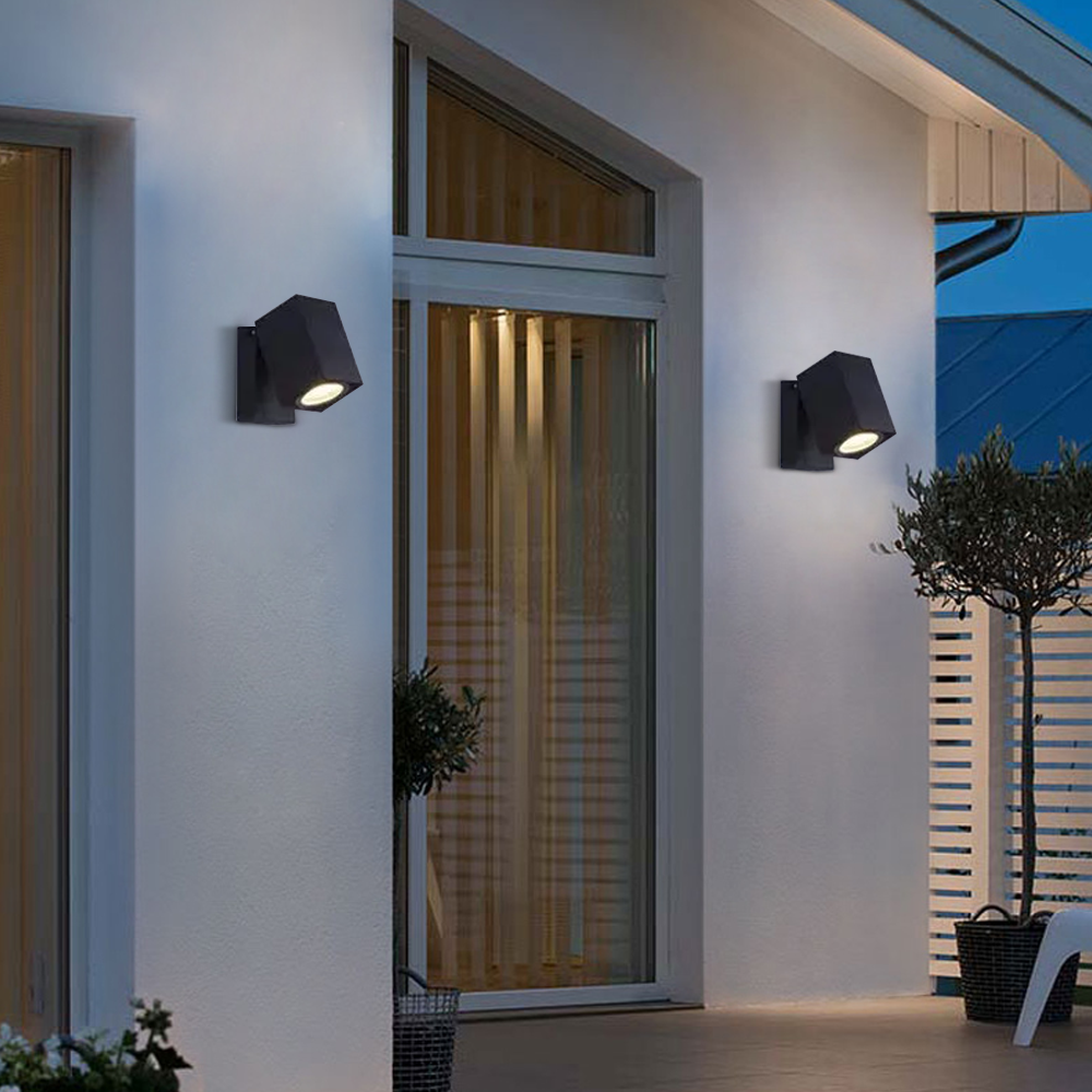 Modern Rectangle Black Wall Lamp Garden Corridor Courtyard 
