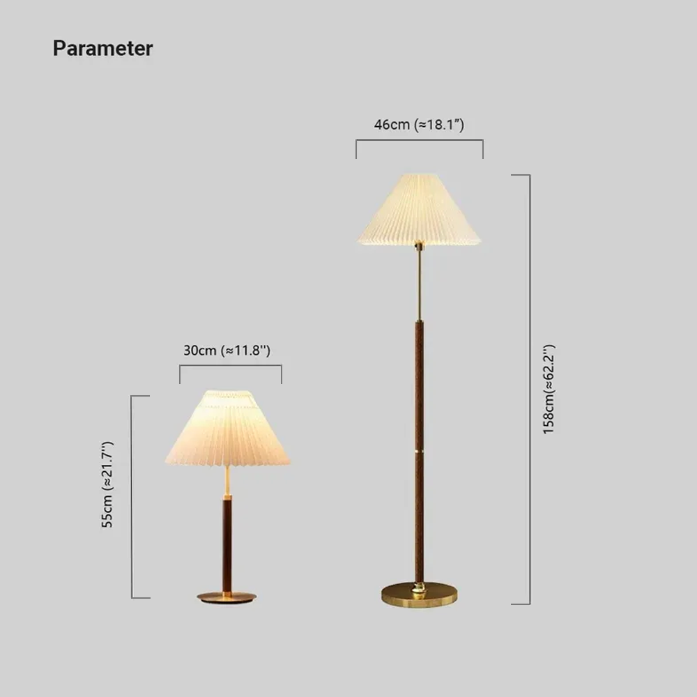 Classical Metal And Fabric Pleated Bedroom Indoor Floor Lamp
