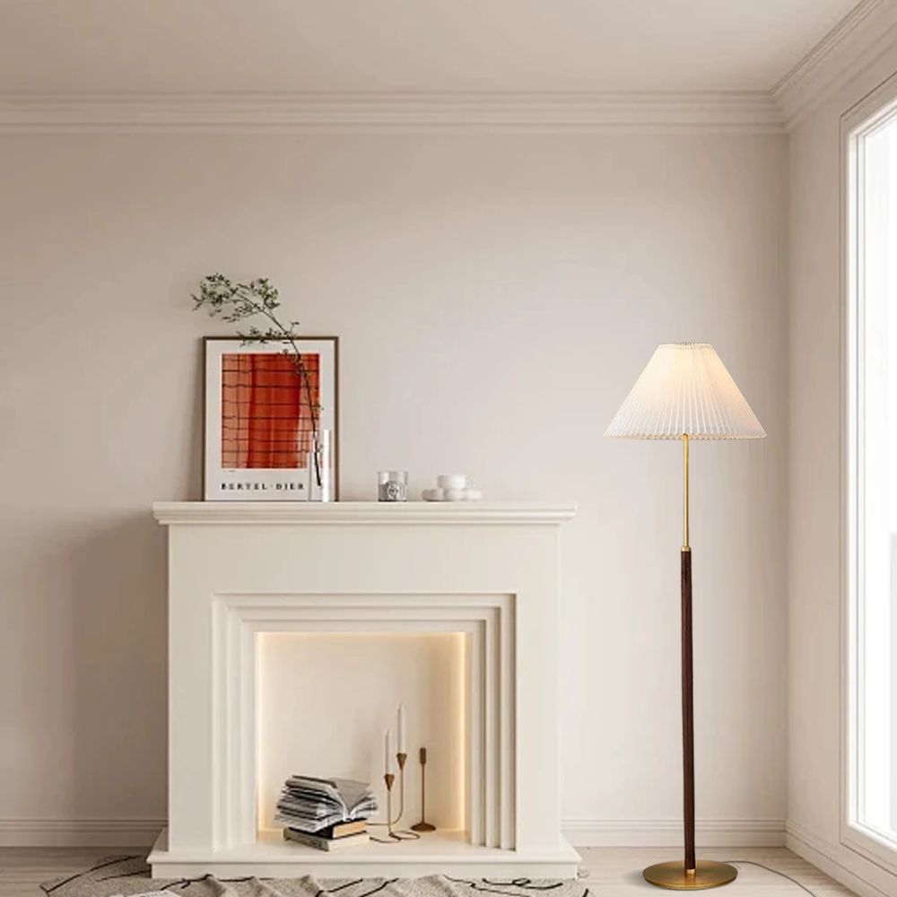 Classical Metal And Fabric Pleated Bedroom Indoor Floor Lamp | Riofu