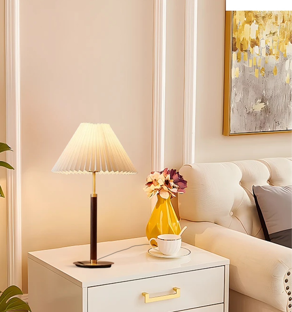 Classical Metal And Fabric Pleated Bedroom Indoor Floor Lamp