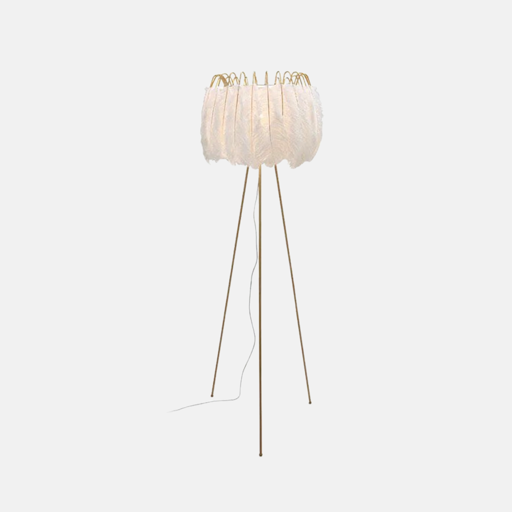 Modern Feather Shade Feather Tripod White Floor Lamp Table Lamp