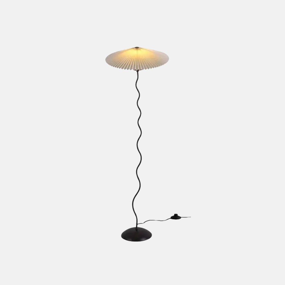 Modern Metal Fabric Orange Red White Floor Lamp Bedroom