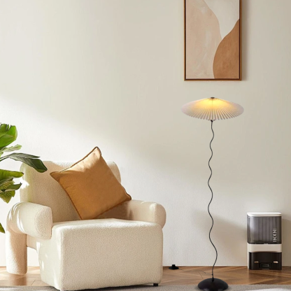 Modern Metal Fabric Orange Red White Floor Lamp Bedroom